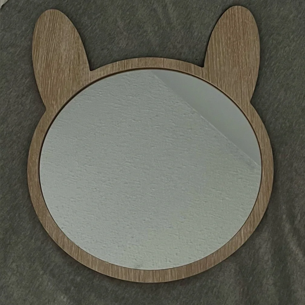 Adorable Bunny Ear Kids Mirror - Natural Wood